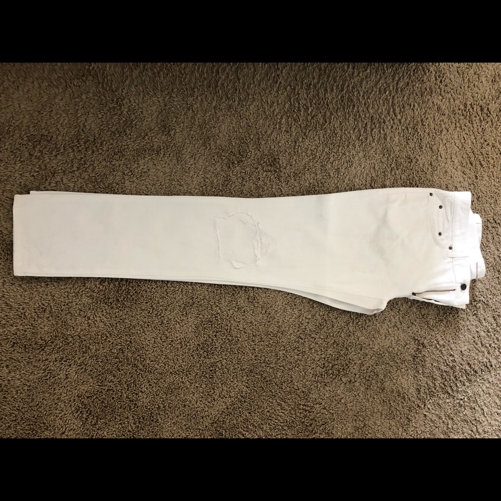 YSL distressed All white Jeans